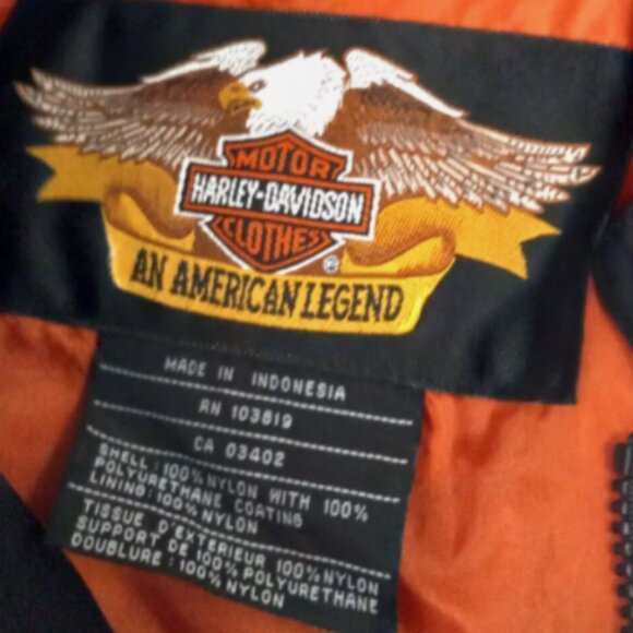 Harley-Davidson Black Canvas Jacket Flames Emblem Large Zipper Pockets Authentic - Picture 4 of 14